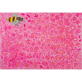 Honey bee,into the pink flower carpet